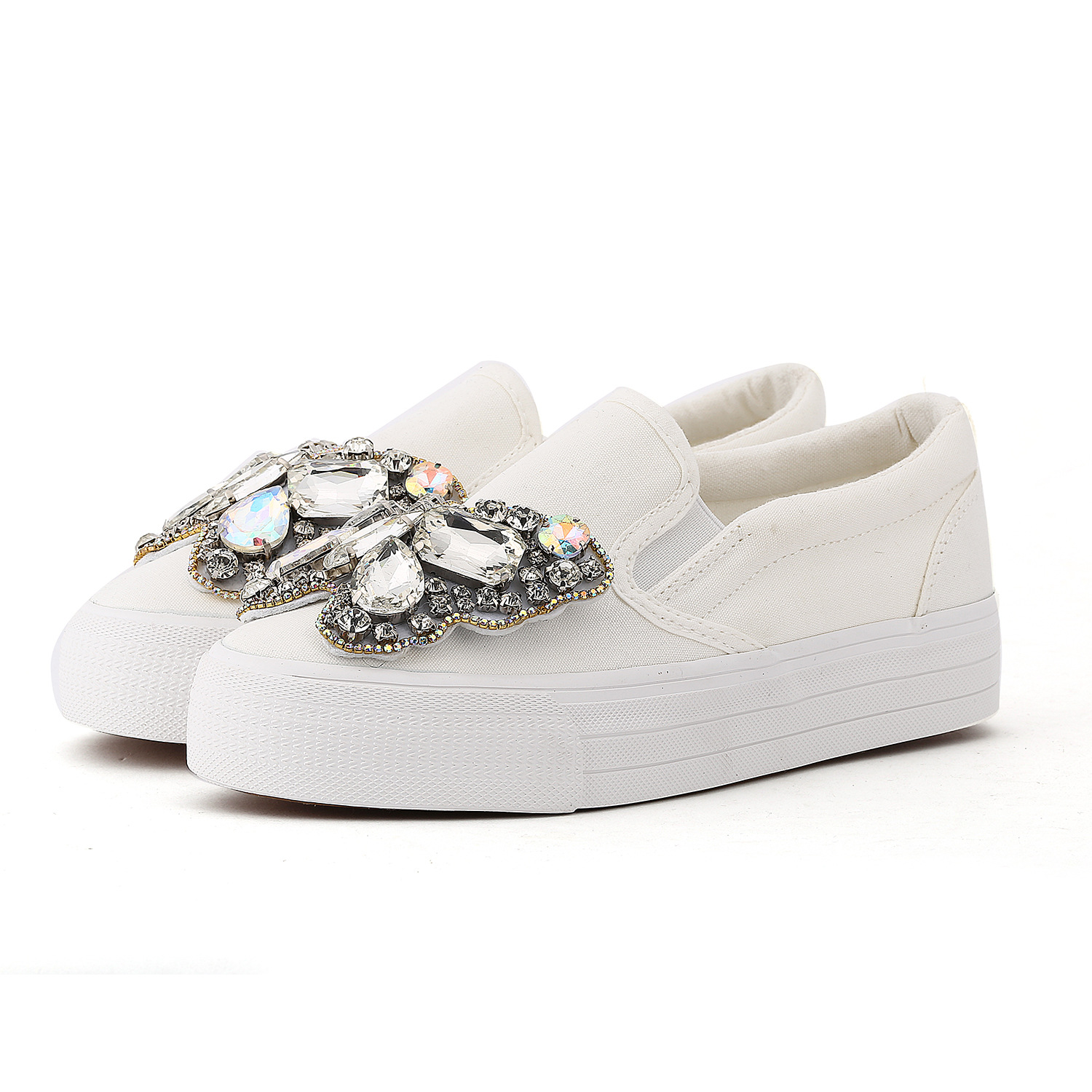 

2022 Fashion Shoes Luxury Brand Slip on Women Crystal Shoes Bow Wedding Shoes Platform Women Platform, Gray