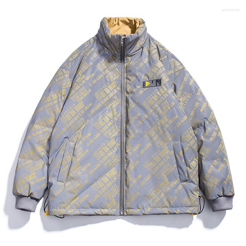 

Men' Down & Parkas LACIBLE Hip Hop Parka Jackets Men Streetwear Letter Stripe Print Padded Jacket 2022 Winter Harajuku Cotton Guin22, Silver
