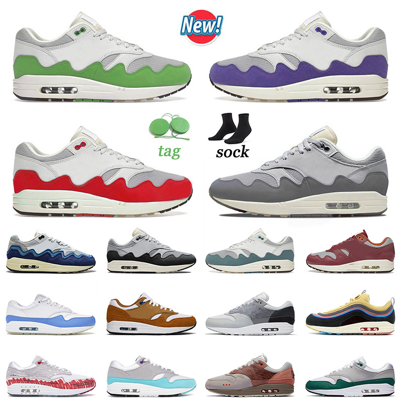 

Top Quality 2022 Cushion 1 87s Patta Running Shoes Black Grey Monarch University Blue London Obsidian Sean Wotherspoon Men Women Sneakers Trainers 36-45, D54 windbreaker 40-45