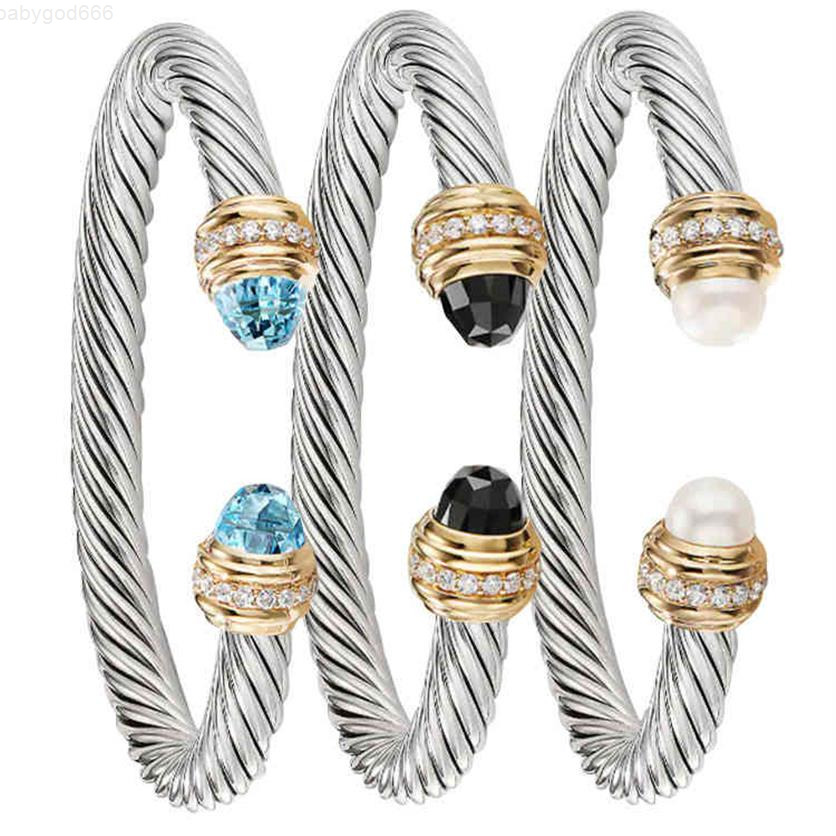 

New stainless steel bracelet fashion trend women's titanium cable 7mm open Bracelet dy jewelry200c