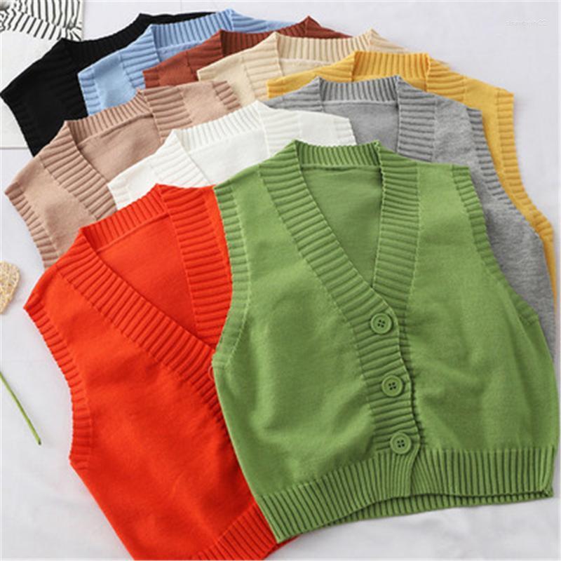 

Women's Vests 2022 Women Casual Sweater Vest Sleeveless Waistcoat Knitted For Spring Autumn Jacket With Button Top Z3409 Stra22, Black
