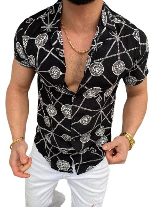 

Mens Casual Shirts Beauty printing Designer lapel Clothes summer short sleeve T-shirt big size  2xl men tops Outfit Luxurys polo button up fashion beach shirt, Green