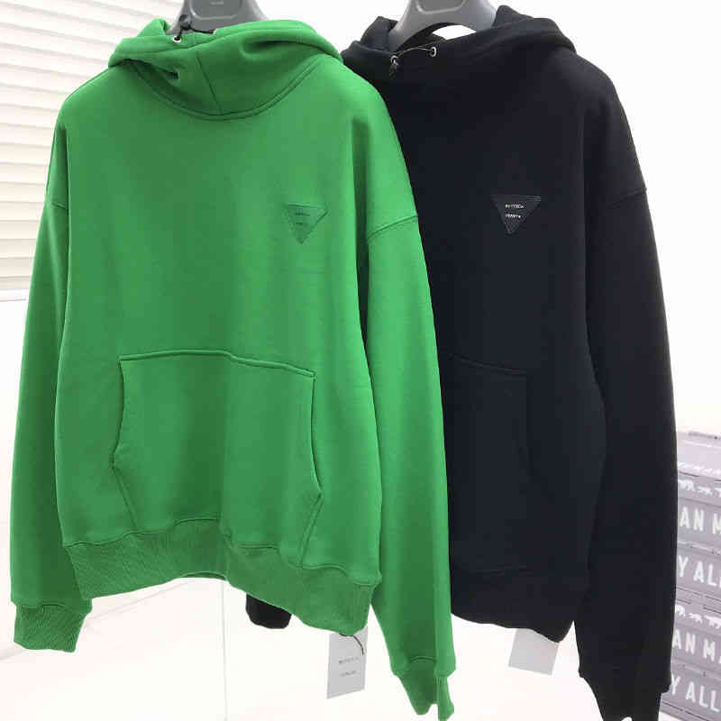

High Quality Men' and Women' Hooded Sweatshirts Tide Brand Bottega New Embroidered Plush Thickened Small High-Neck Loose Long-Sleeved Hoodies Sweater Bv, Black