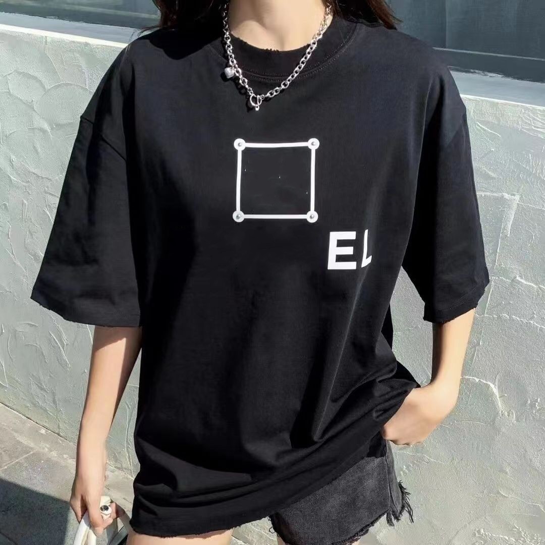 

Newest Mens Couples Designer T Shirt Men Women Short Sleeve Polos Classic Style High Quality Black White T-shirts Tees Size S-4XL, #1 black