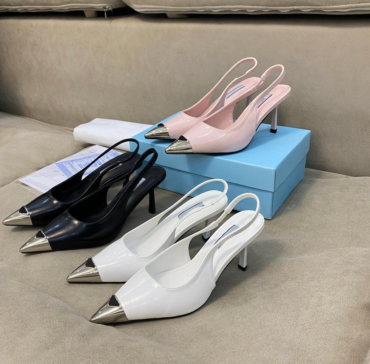 

Womens High quality Simple Sandals Fashion Pointed Shoes Sandal Luxury Leather Slippers Designer Women Sexy Party Wedding High Heel Dress Shoe, Not for individual sale