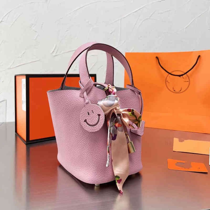 

H Bag Evening Lock Designer Bags 2023 Picotn Herbag h Handbags Bucket Litchi Handbag One Shoulder Zd6y Pn W6gk, Pink
