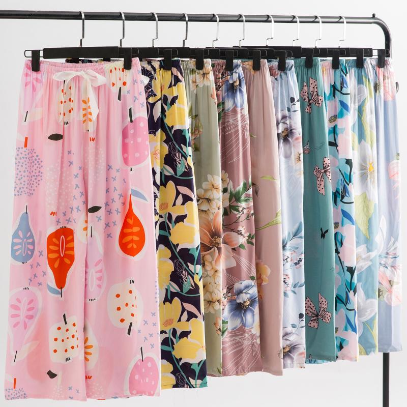 

Women's Sleepwear Loose Summer Pajamas Pants Women Printing Sleep Bottoms Elastic Waist Calf-Length Female Home Lounge WearWomen's, 1-4