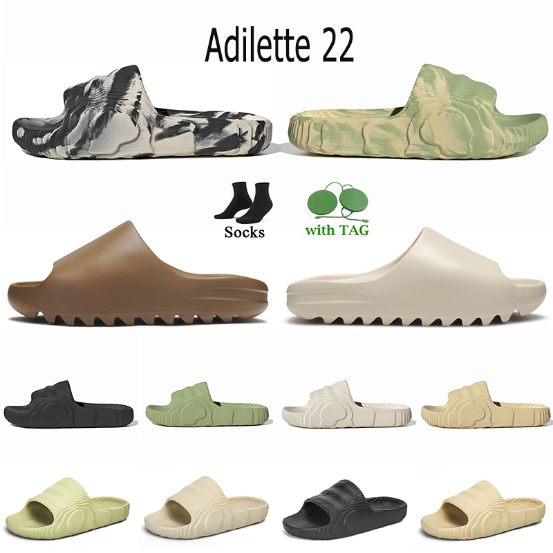 2022 Women Mens Adilette 22 Slides Shoes Fashion Designer Plarform Slippers Black Grey Magic Lime Desert Sand Earth Brown Enflame Orange Onyx Out