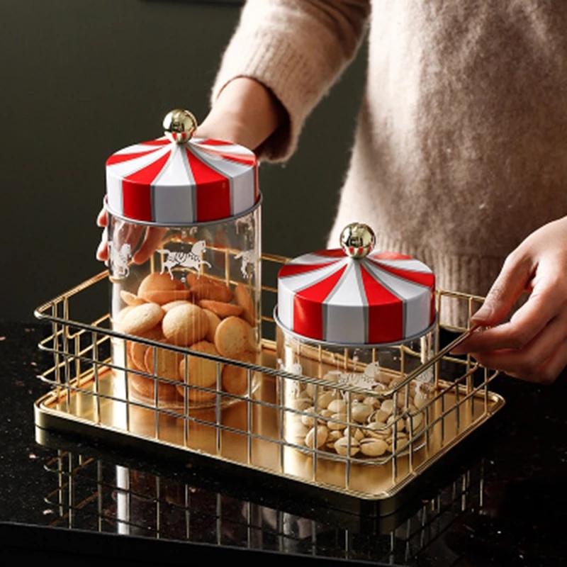 

Storage Bottles & Jars Transparent Sealed Jar Glass Coffee Bean Grain Container Snack Moisture-Proof Carousel Food Bottle