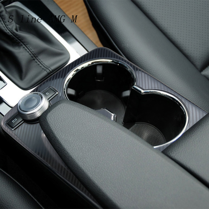

Car Styling Carbon fiber Center Console Handrest Water Cup Holder Cover Sticker Trim for Mercedes Benz GLK X204 Auto Accessories