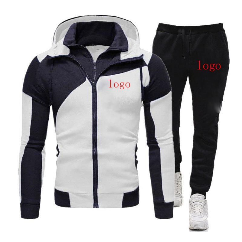 

Men' Tracksuits Logo Customization Printed Spring Autumn High Quality Sport Jacket Suit Gradient Hooded Sweatshirt + Pant Fashion 2-Piece