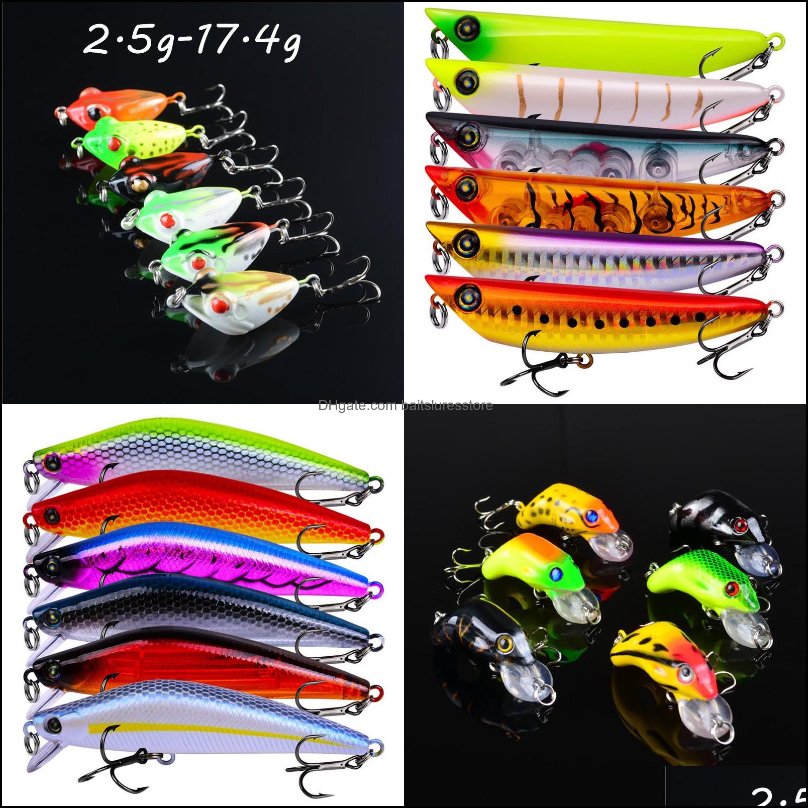 

Baits Lures Fishing Sports Outdoors 6 Color Mixed Plastic Hard 2.5G-17.4G 3Cm-10.2Cm 12/10/8/6/4# Hook Hooks Pesca Tackle Blu238 Drop De