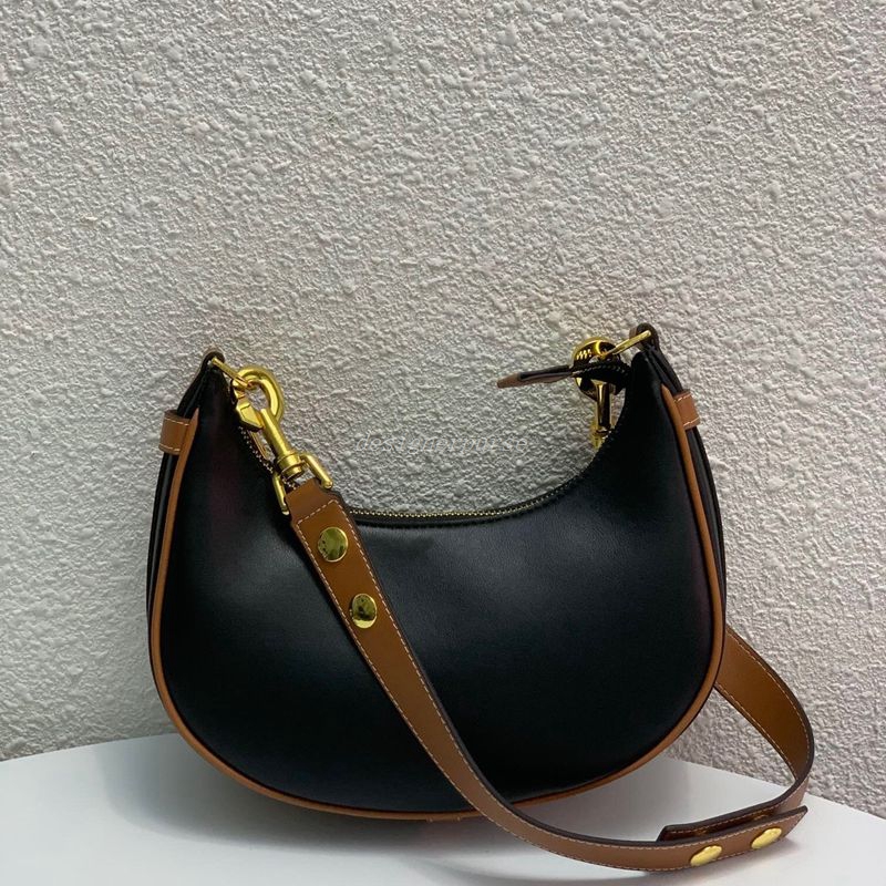 

Axillary Bag Clutch Bags AVA Handbag Purse Genuine Leather Plain Bottom Letter Hardware Top Quality Women Purse Adjustable Shoudler Strap, Black