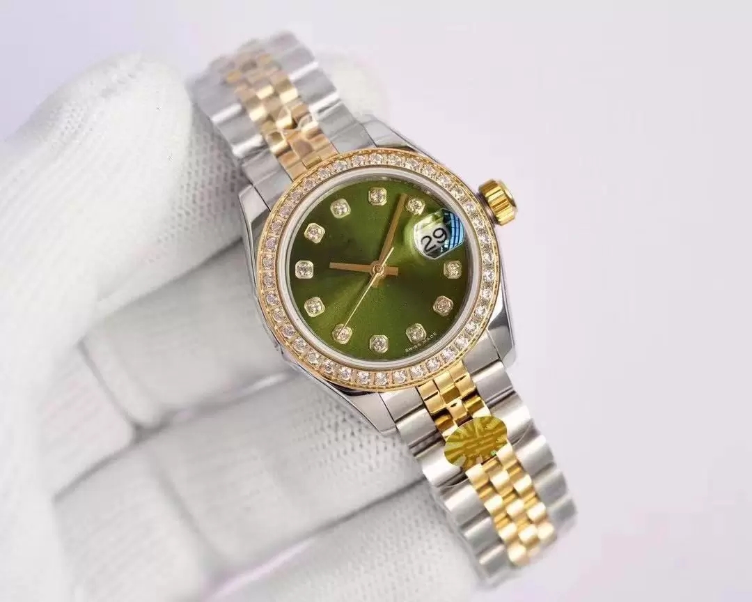 

Top AAA+ Automatic Mechanical Watch high-end quality 26mm fashion gold Ladies dress Diamond sapphire Bezel Datejust Watches women watches Stainless steel strap, Champagne