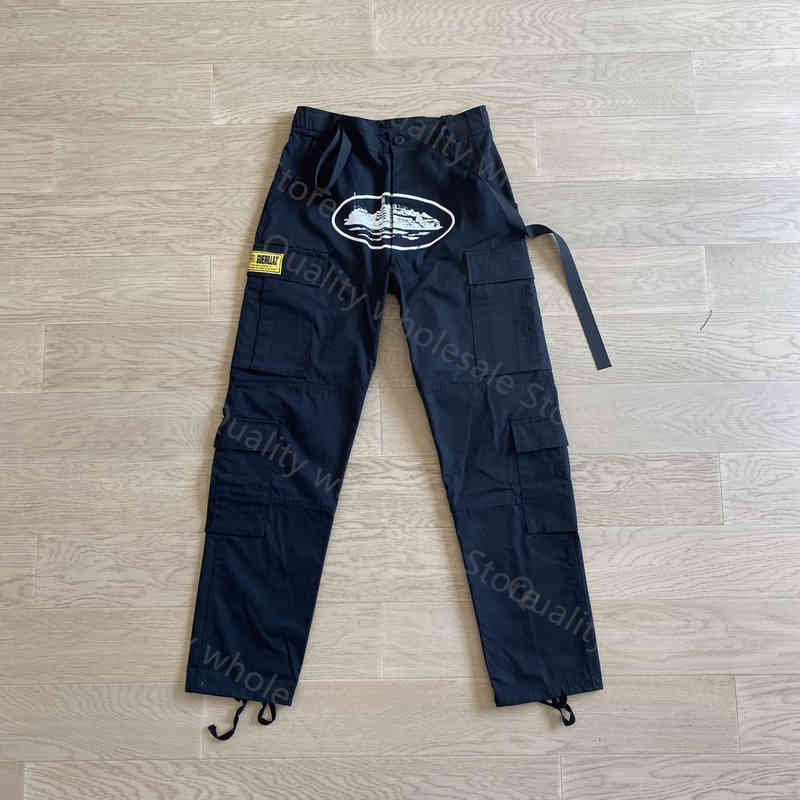 

Corteiz Pants Men Hip Hop Street Casual Slacks Belt Cargo Trendy 2022, Black