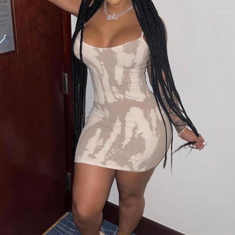 

Casual Women Dresses Printed Sling Sleeveless Fashion Simple Low-cut Backless Bodycon Female Dress 2022 Summer Sukienka, Blue