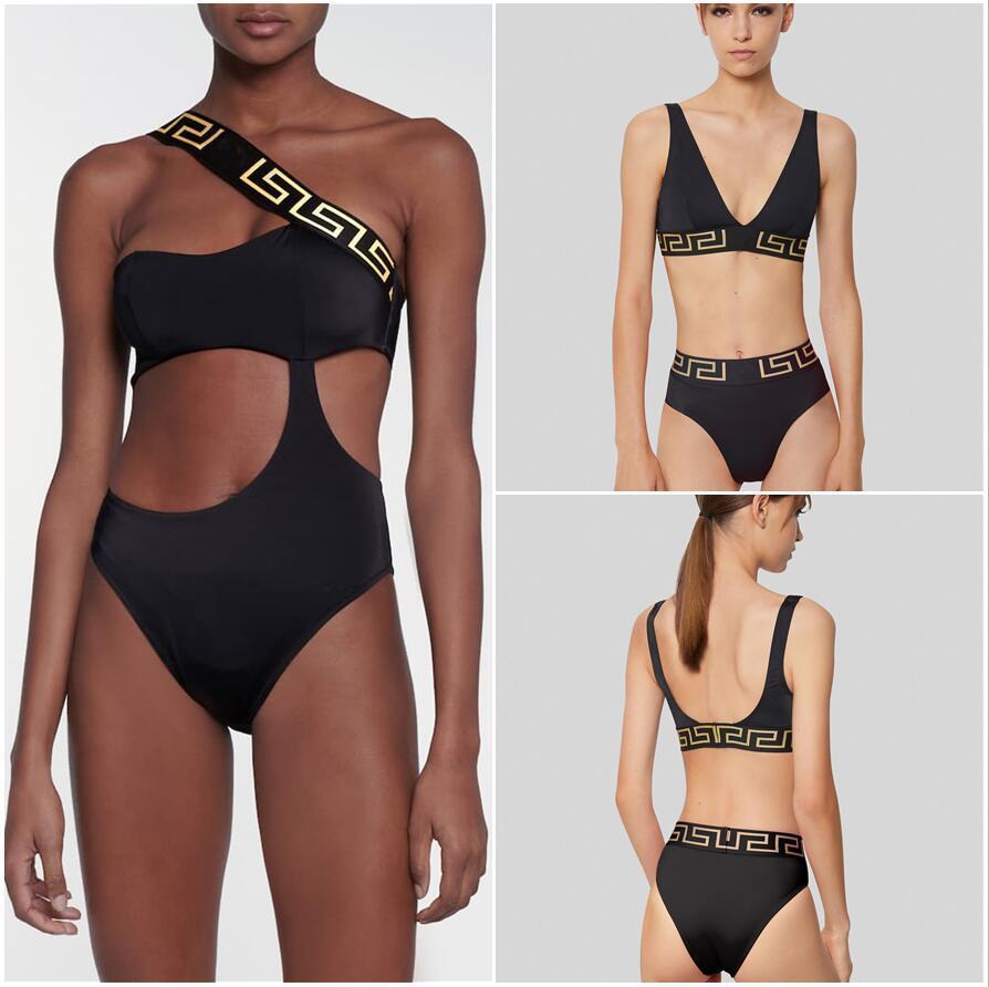

America Europe Selling Women Luxury Designer Brand Swimwear Bikini Classic Fashion Sexy Human Head Print Bandage Bra Underpants Suit, 00