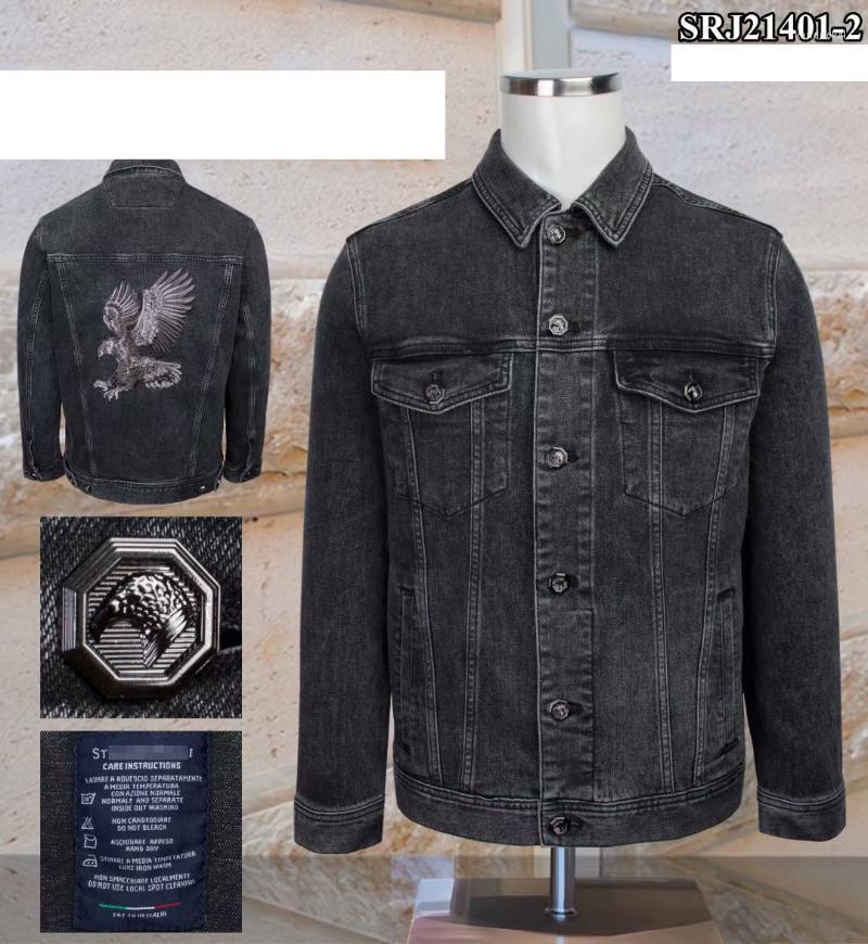 

Men's Trench Coats Jacket Men 2022 Autumn Winter Fashion Casual Button Denim Noodles Embroidery Gentleman Big Size 48-58 Kend22, Black