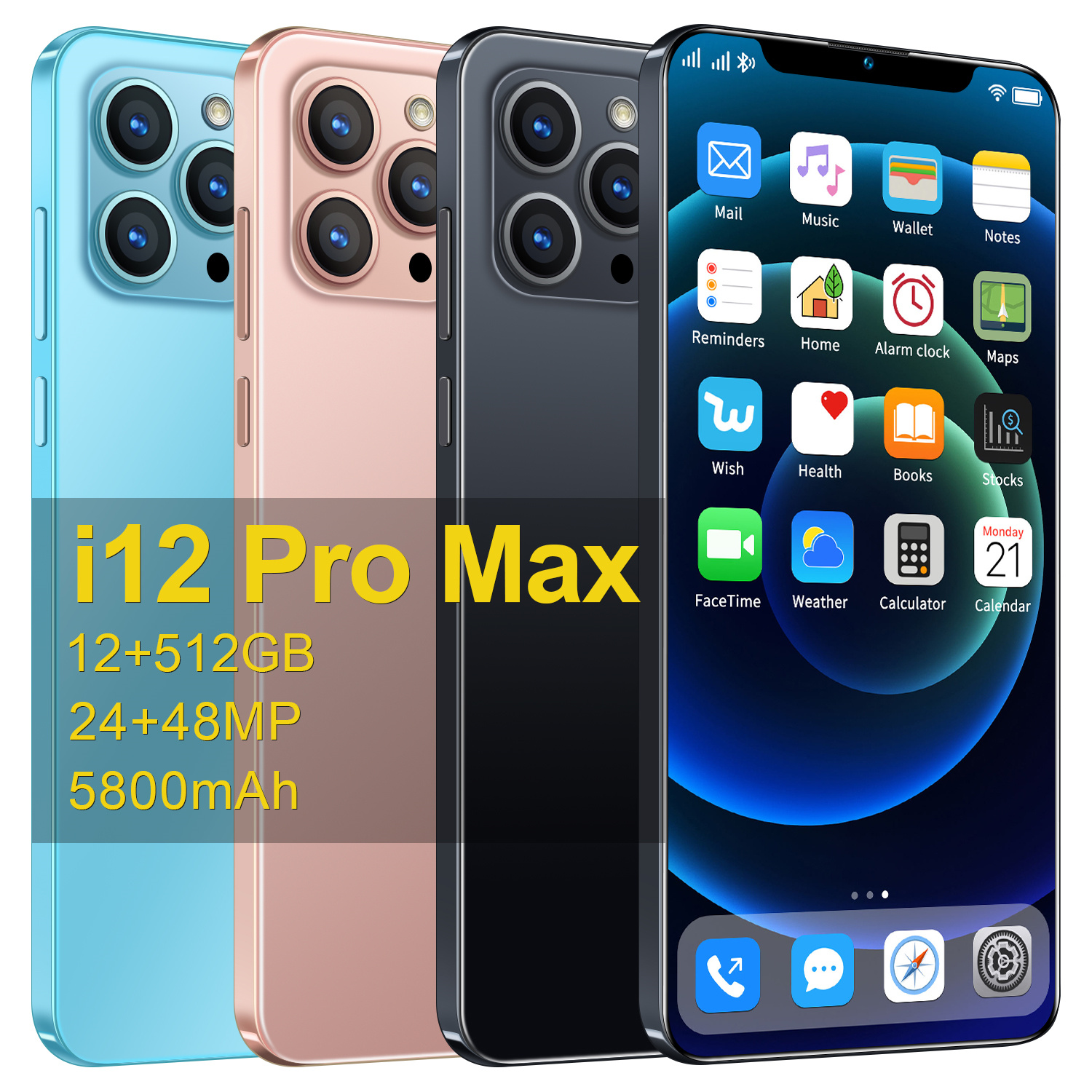 

2022 Hot DealsGlobal Version I12 Pro Max 12GB 512GB Smartphone 5G 6.7 Inch Celular 10 Core 5800mAh Android 10 Cellphone Mobile P