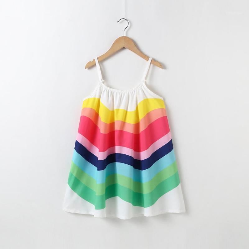 

Girl's Dresses Bohemia Beach Dress For Girls Summer Casual Holiday Wear Colorful Girl Carnival Party Sleeveless Children Clothing