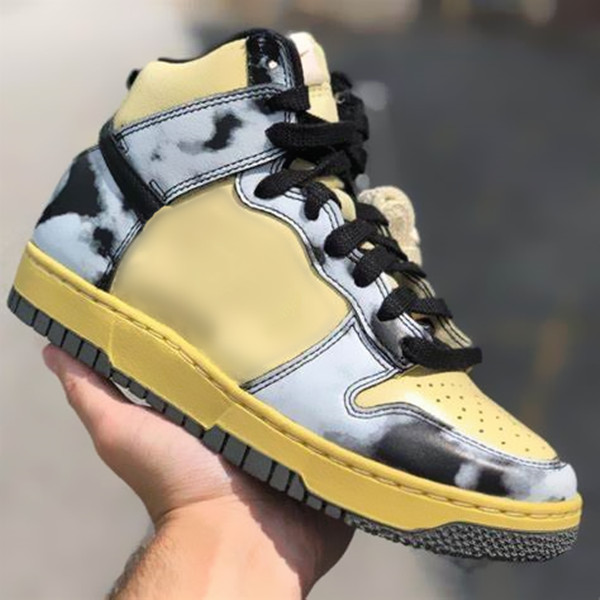 

Mens Shoes Dunks High 1985 Black Acid Wash Basketball Shoe Top Quality Sports Sneakers Color lemon drop/black/saturn Size 36-47 Available, Box
