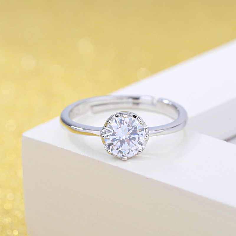 

Round Crystal Cubic Zirconia Ring 925 Sterling Silver Plated Finger Rings For Women Wedding Fashion Jewelry