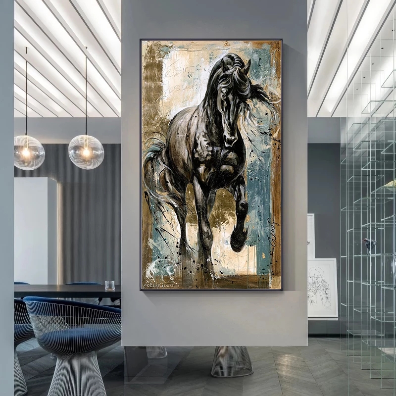 

Nordic Running Horse Canvas Painting Poster Prints Wall Art Animal Modern Pictures for Europe Classical Room Home Decor Cuadros