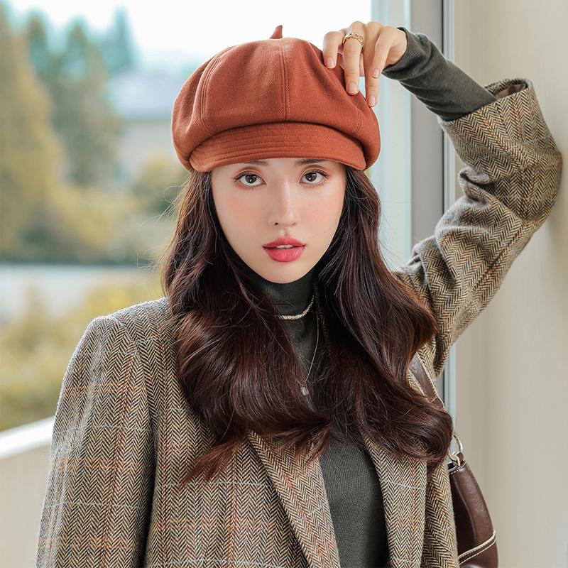 

Berets Foux Sboy Caps Women Autumn Winter Spring Pure Color Short Brim Adjustable Rope Korea Japanese Baker Boy Painter Hat 2022Berets, Black
