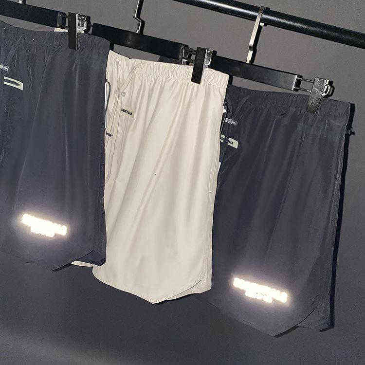 

man and women reflective fitness shorts woven casual hip-hop essentials trendy fashion five-point pants WGKZ12, Black