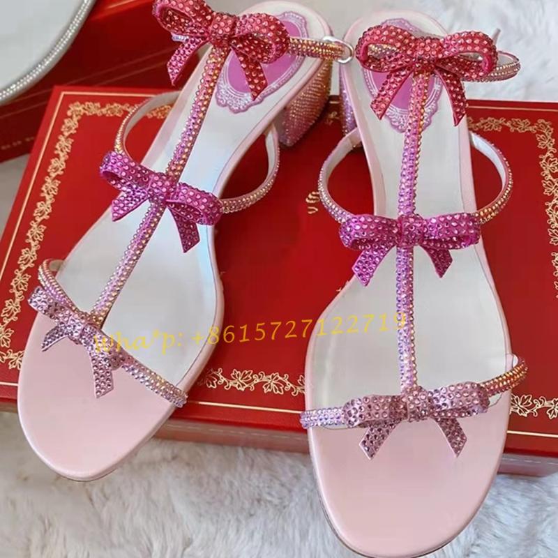 

Sandals T-strap Sweet Butterfly Med Block Heels Party Luxury Summer Crystal Comfy Open Toe Women Wedding Elegant ShoesSandals, Sky blue