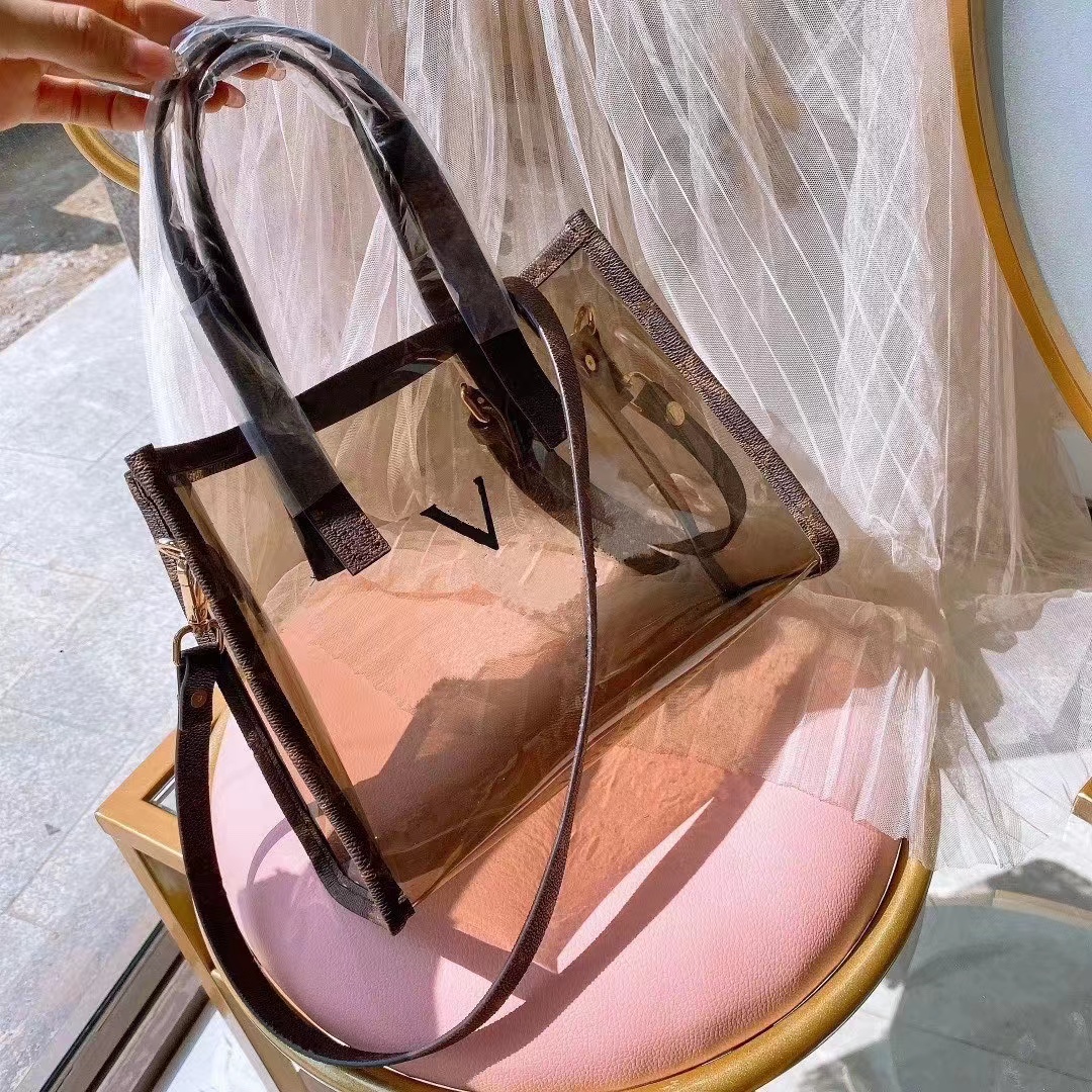 

Designer Cosmetic Bag Women two-piece Bags Top Quality famous Clear PVC, Brown