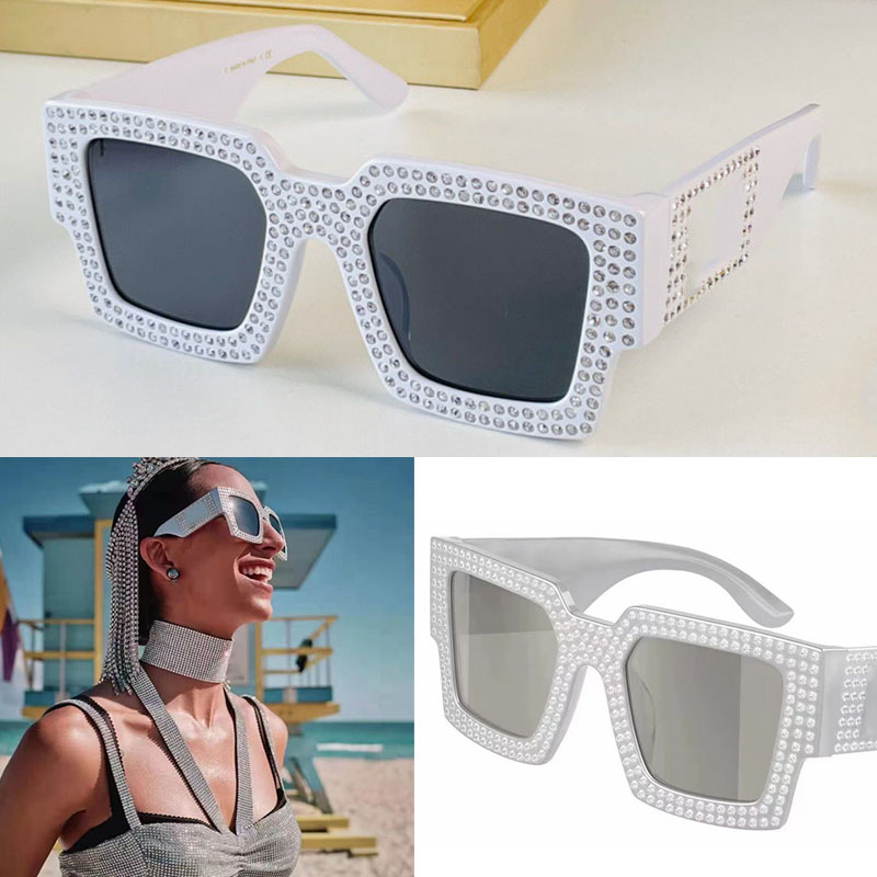 rivet diamant lunettes de soleil millionair bar disco femmes hommes perle designer flash carrés nuances D4426B femme miroir princesse brillant cr