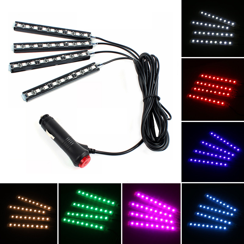 

New Led Bar Car Interior Backlight Ambient Mood Foot Light With Cigarette Lighter Decorative Atmosphere Lamp Auto Accessories 12v
