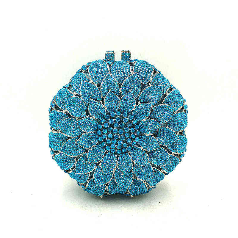 

NXY Evening Bags Women evening party bag diamonds crystal clutch bridal wedding wallet purse handbag elegant sun flower purses 220506, Color 9