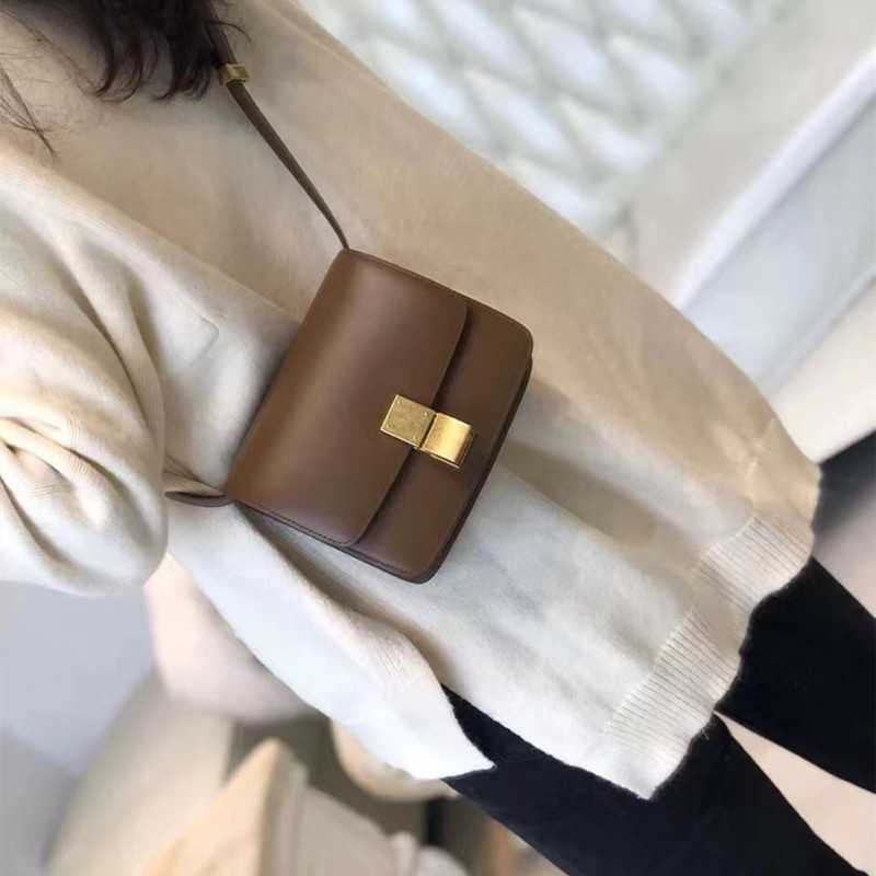 

7A top designer brand luxury women's small square bag genuine leather shoulder messenger postman crossbody saddle Box tofu retro classic fashion baguette commute