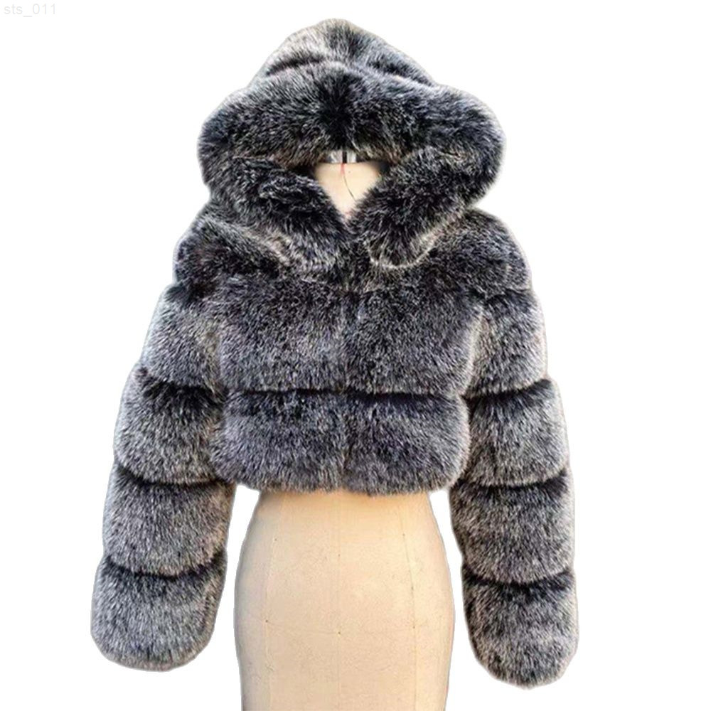 HJQJLJLS 2022 Nouvelle Arrivée Haute Qualité Femmes Mignon Veste De Fourrure Femme À Manches Longues Fluffy Court Manteau En Fausse Fourrure Avec