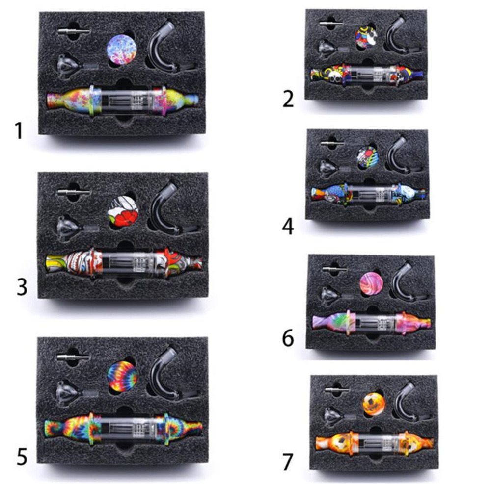 

Glass Nector Collector Premium Tobacco Bag Set Wax Container Silicone bong with Titanium nail Storage Jar Metal Dabber Smoking Pipe