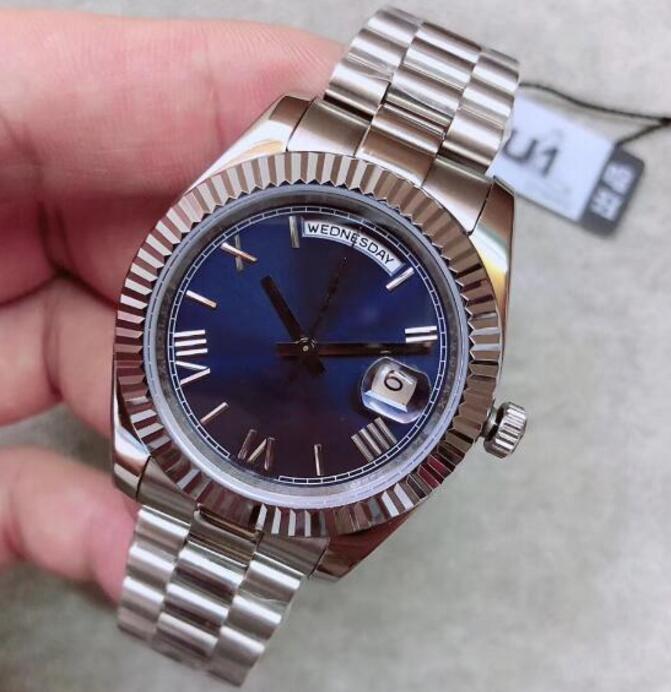 

U1 St9 Steel News Men Watches Blue Red Dial DAY DATE Daydate Automatic Mechanics 41MM Sapphire Glass Stainless mens watch, Water proof 50m