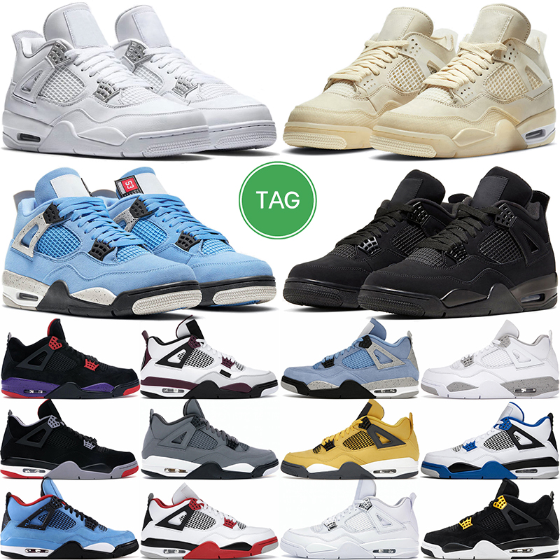 

4S Military Black Basketball Shoes Men Women Sail 4 Infrared Oreo University Blue Black Cat Fire Red Royalty Neon Dark Mocha Pine Green Outdoor Sport Trainer