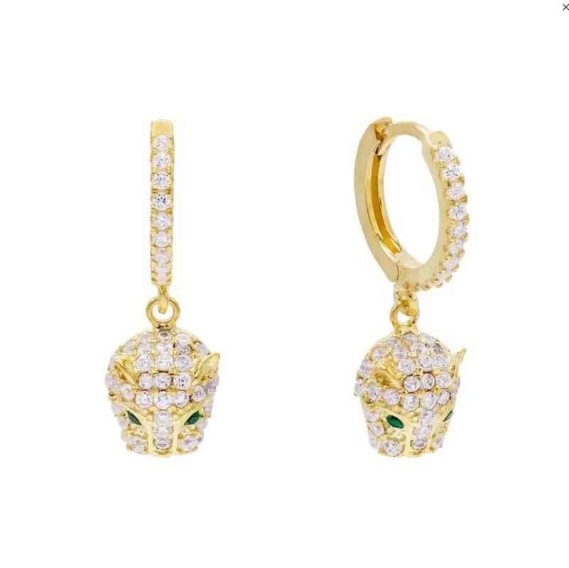 

Dangle & Chandelier Fashion Gold Silver Color Cute Cool Animal Panther Design Earring With Full CZ Paved Leopard Women Delicate Charm Jewelr