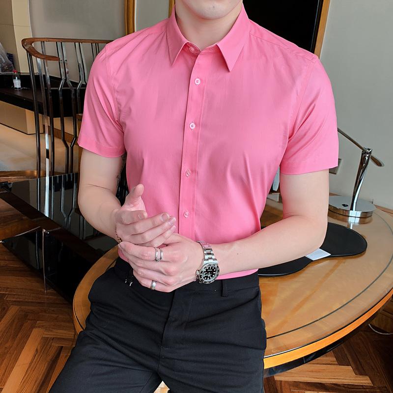 

Men' Casual Shirts 8xl 125kg Big Size Pink Work Wedding Party Dress Gentlemen Summer Elegant Men Clothing For Graduation Social ChinaMen, Black