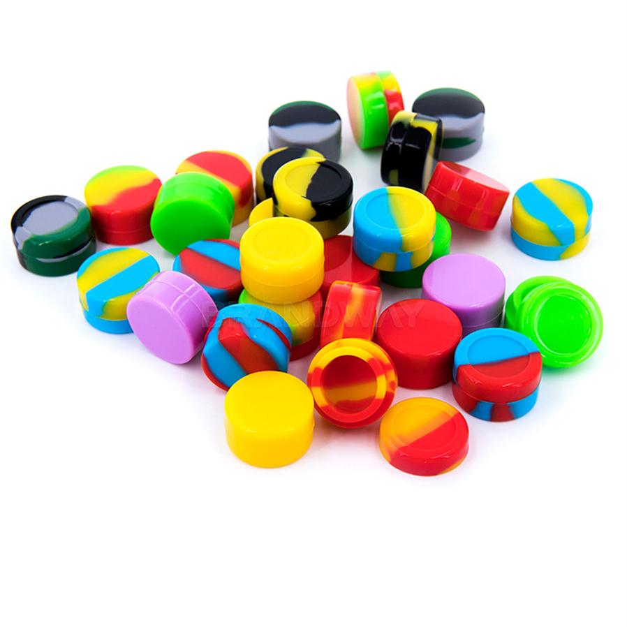 

Nonstick wax containers silicone box 5ml round silicone container FDA silicone jars dab tool storage jar oil holder for vaporizer 243u, Mixed color