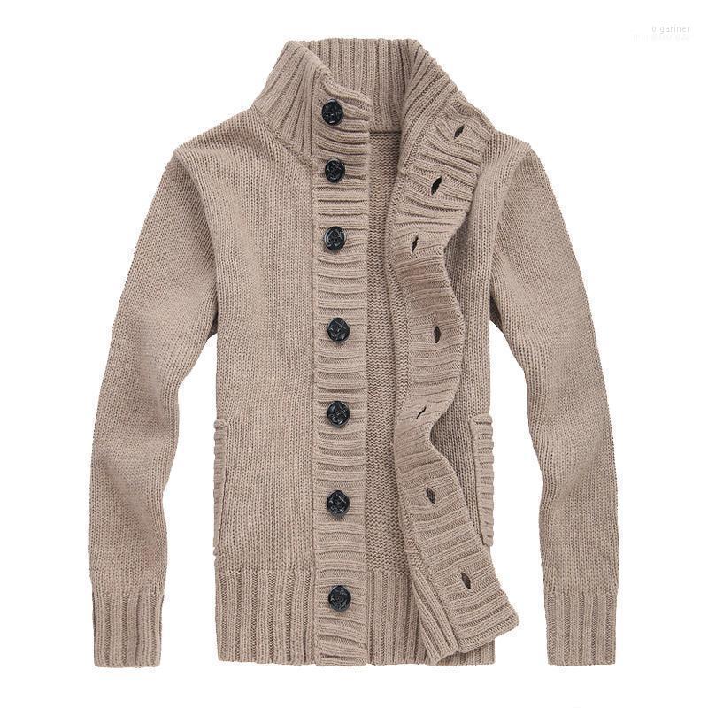 

Men's Sweaters 2022 Arrival Top Fashion Cardigan Man Stand Collar Cotton Male Casual Single Breasted Button Sweater Men Hombre1 Olga22, Black