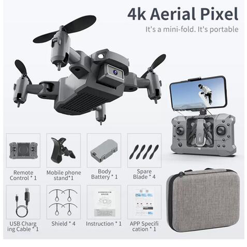 

KY905 Mini Drone Aircraft with 4K Camera HD Foldable Drones Quadcopter One-Key Return FPV Follow Me RC Professional Helicopter Quadrocopter Kid's Toys, Gray