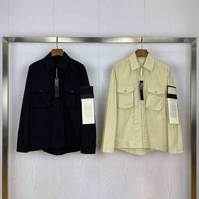 Mens Jacket Lapel Neck windbreaker zipper shirt Ghost shirt coat Metallic Nylon italy style Clothes Outwear