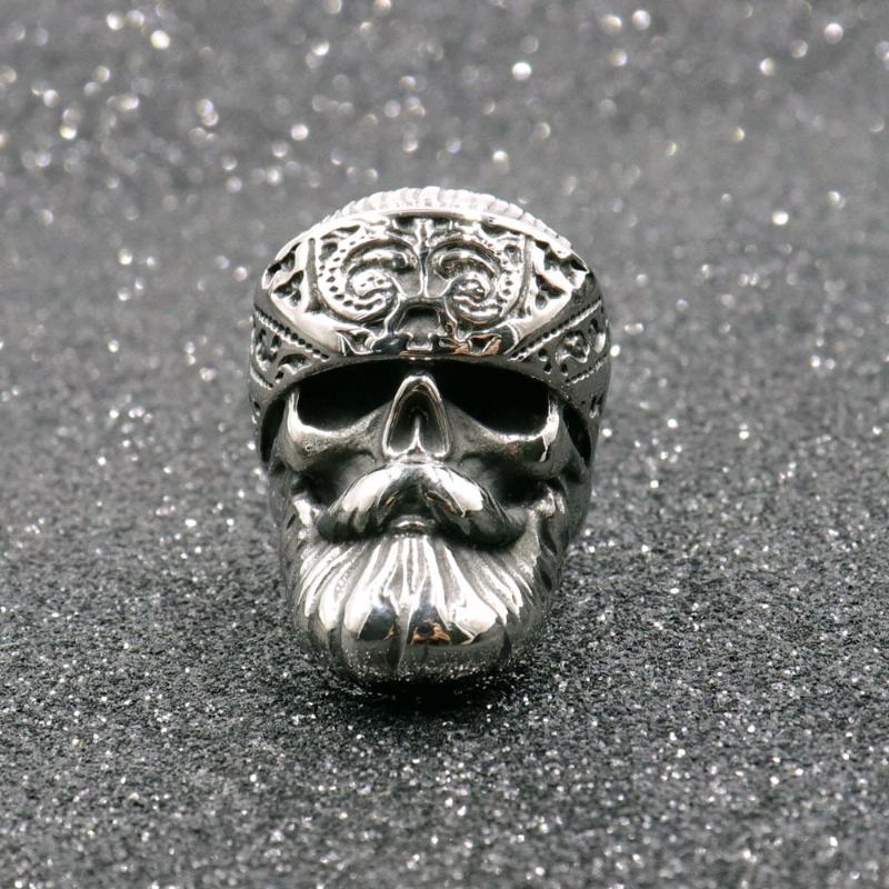 

Cluster Rings Retro Punk Style Long Beard Old Man Tribal Chief Ring Men's Charm Hip Hop Party Locomotive Jewelry Gift