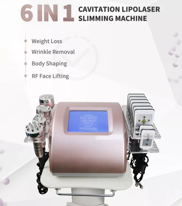 

Multifunctional 6 in 1 cavitation lipolaser slimming machine 40K Ultrasound RF lipo laser fat removal fat burning body shaping lose weight beauty salon equipment
