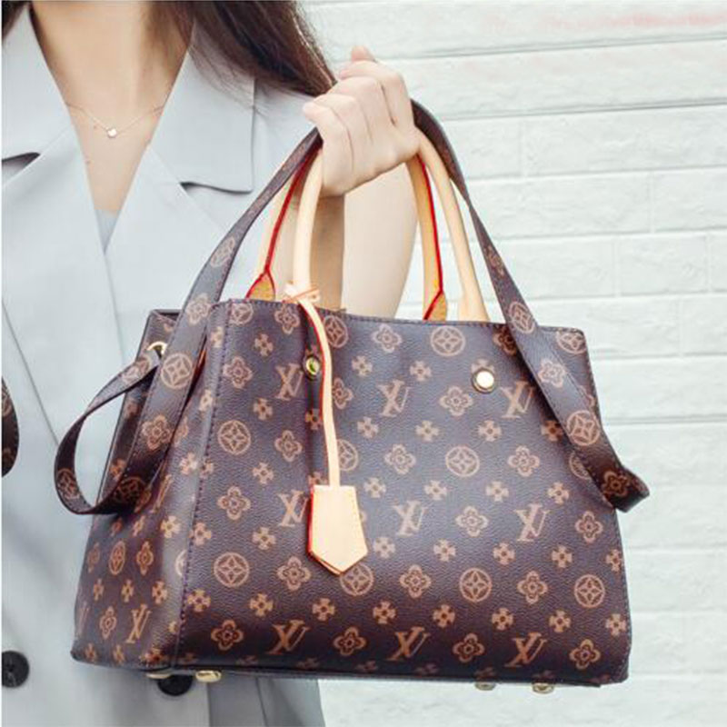 

High Quality designer Handbags Leather handbags Bags Purses Ladies Shoulder Bag Cross body Brown flower MONTIGNE Bag 41055 41056 41057, White plaid - beige handle