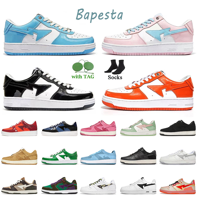 En gros un baignade bpaes sta sk8 chaussures de course noires blanches pour femmes mens bapesta bleu daim pastel rose m2 gris peinture orange écl
