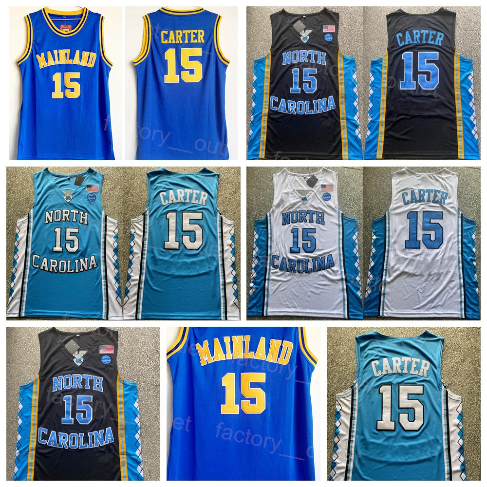 NCAA College North Carolina Tar Heels Basketball Vince Carter Jersey 15 High School Florida Daytona Beach Mainland University Stitched Team Color-image-767194029